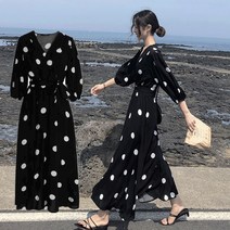 그린윙 빅사이즈 V넥 도트 랩 원피스 BWTO-0162