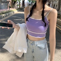 DFMEI 레이스 나시 쇼트 탑 나시녀