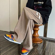 남자 스트라이프 융털 기모 안감 통바지 팬츠 기지 학생 의류 바지 남성 특이한