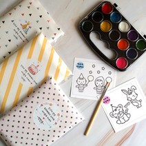 [사과나무답례품]유치원 물감 선물 어린이집 생일답례품 선물 크리스마스 선물 입학 졸업 종업식 선물 어린이집 고급 친구 선물- (12색 물감 팔레트+붓+색칠공부), 동물친구들