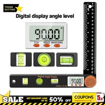 디지털수평계 레이저수평기 7 인치 목공 각도 눈금자 수준기 디지털 디스플레이 전문 각도기 도구 각도계 경사계 미터 게이지, 한개옵션0