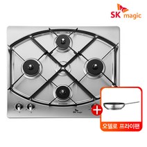SK매직 GRAB420K 빌트인 4구 가스레인지 전기식 쿡탑 560X480, LNG, 자가설치(택배발송), 필요없음