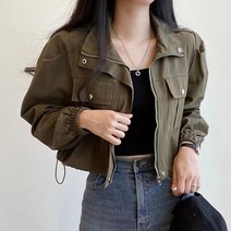 [랜덤플레이] 허리 밴딩 프렌치 클래식 야상 숏 자켓