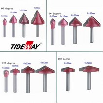 가공 밀링 커터 정밀 1pc 6mm V 비트 CNC 솔리드 카바이드 엔드 밀 3D 라우터 목재 텅스텐 목공 MDF 60 90 120 150 deg, 1Pcs 90degree 6X10