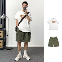 휠렉스 남성 여름 데일리 트렌디 캐쥬얼 반바지 상하세트 W1