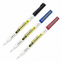 원 네임펜 0.4mm (12개 1세트) 블랙네임펜 네임펜 필기네임펜 검, 종류:청색