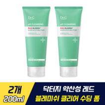 닥터지 약산성 레드 블레미쉬 클리어 수딩 폼 피지 잡는 수분 진정 송중기 클렌징 약산성 멀티프로바이오 저자극 세안 피지 각질 여드름성 피부 3단 클리어 세정 시카 히알루론산 케어, 2개, 200ml