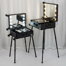 LED 화장품 보관함 메이크업 박스 휴대용 조명 수납함 정리함, FREE, 22인치 블랙 미러 터치 3색 브래킷X