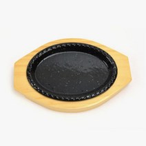 코팅 원형 철판 목판받침세트 (19cm) 함박 콘치즈