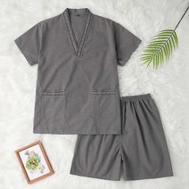 황통 찜질복 숯가마옷 커플 세트 빅사이즈 찜질방옷, 8XL(남성용 260-280근), 멜란지 그레이 남성 곤마