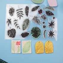 도예도구 도자기도예도구 세라믹도예도구리프 클레이 스탬프 DIY 폴리머 쥬얼리 엠보싱 텍스처 씰 매트 세, 한개옵션0