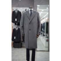 리버클래시 LIW 21981 그레이 캐시미어혼방 싱글 세미 오버핏 롱코트(1956697)