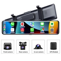 k1 대시 캠 와이파이 무선 카플레이 앰프 android auto 1440p 3 카메라 백미러 gps navigation bt car dvr video fm transmission, k1 - GPS, 128GB 카드로
