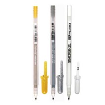 사쿠라 젤리롤펜 0.4mm 메탈릭골드.실버 이름표방수펜72394EA, 화이트 0.4mm
