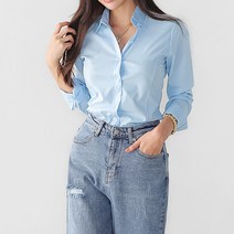 헤이올리 실켓 슬림 셔츠형 블라우스