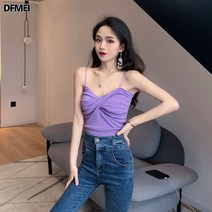 DFMEI 나시 여 크로스 랩 나시 니트