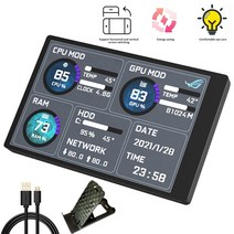 보조모니터 qhd 노트북 듀얼 모니터 세로모니터 3.5 인치 IPS 컴퓨터 미니 ITX 케이스 TYPE-C 보조 화면 CPU GPU RAM HDD USB 디스플레이, [02] black