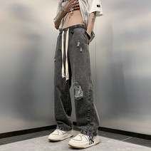 J 여름 홍콩풍 아메리칸 그라데이션 패딩 캐주얼 청바지