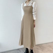 스웨이드 A라인 뷔스티에 플리츠 리본 롱 원피스