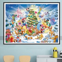 MINJING 3D전체DIY 큐빅 보석 십자수세트 만화 경치 애니메이션 크리스마스 이브 미키 백설공주 취미생활 비즈십자수 집들이 선물 생일 wddbvugbignnk 25, 1세트, 50x40cm