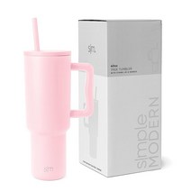 Simple Modern 손잡이와 빨대 뚜껑이 있는 1.2L(40온스) 텀블러 | 단열 컵 재사용 가능한 스테인리스 스틸 물병 여행용 머그 컵홀더 친화적 여성용 선물 트렉 컬렉션, -Blush
