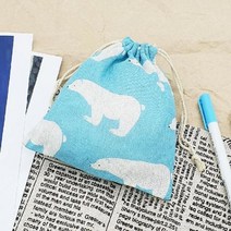 파우치 면 이너백 더스트백 복주머니 파란곰 소 로고인쇄 천