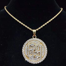 체인 남성 여성 힙합 6ix9ine 라운드 펜던트 목걸이 마름모 쿠바 아이스 블링 패션 매력 쥬얼리, [01] Gold  color, [01] 16inch