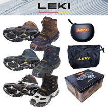 레키 아이젠 겨울 등산 낚시 체인 스파이크 18피크 + 하드케이스 파우치, M(블랙)(250~265mm)