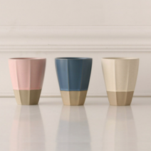 도자기 파스텔 투톤 물컵, 2개, 코스타 베이지