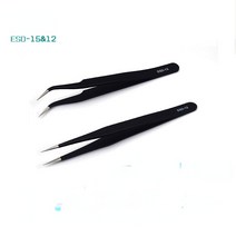 두께측정기 ESD 족집게 도구 키트 정밀 정전기 방지 스테인레스 스틸 납땜 전자 제품 공예 실험실 가정용 핸드 수리, 04 2PC E15 E12, 04 2PC E15  E12