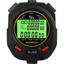 NCco Stop Watches 3열 60바퀴 백라이트 스플릿 타이밍 카운트다운 타, 10 laps