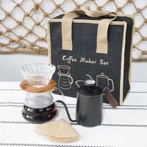 커피 선물 세트 V60 스틸 블랙 도구 그라인더 조정 주전자 필터 종이 포장 백 스폰지, 600ml Kettle A