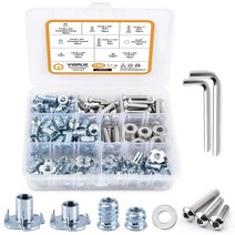 VIGRUE 목재용 1/4-20 스레드 인서트 1/4-20 x 3/5인치 2/5인치 스레드 인서트 1/4-20 T 너트 1/4, 01 190pcs