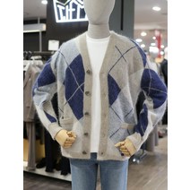 티아이포맨 티아이포맨 21 F/W 블루 아가일 패턴 앙고라 가디건 M218MSWM564 (P001942180)