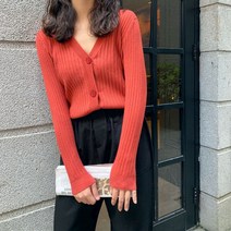 데일리 베이직 단색 브이넥 가디건 하늘비즈 A8 F976C972