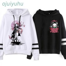 Nezuko Hoodies 남녀공용 일본 애니메이션 악마 슬레이어 후드 남성/여성 Kamado Tanjirou 인쇄 된 스웨터 탑 남성 90s 남자 집업 후드티