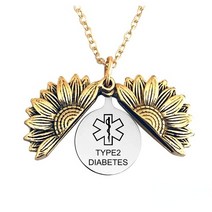 게르마목늄목걸이 미세전류 일본자석 운동선주 혈액순환 원적외선 자석 음이온 목걸이 1pcs 유럽 빈티지 해바라기 스타 생명의 매력 의료 당뇨병 혈액 희석제 간질 체인 보석 도매, 티베트 골드 02