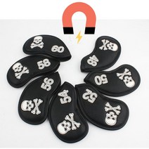 웨지커버 자석 해골 골프 52 56 60도 샌드 블랙 가죽, 캠프빌리지 60도