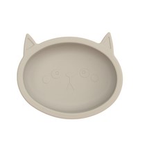 묘해냥해 고양이 논슬립 실리콘 밥그릇 애견 물그릇 흡착판 실리콘 식기, 그레이