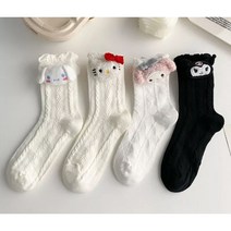 산리오인형코튼양말 굿즈고급면양말 마이멜로디 쿠로미 시나모롤 리본고양이