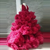 퍼프 러플 임산부 얇은 명주 그로스 가운 사진 촬영 러플 임산부 드레스 베이비 샤워 베이비 샤워, 114.3XL  4