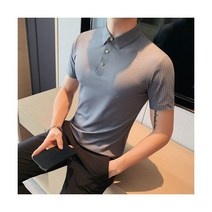 여름 캐주얼 셔츠 남성 실크 짧은 소매 톤다운 칼라 슬림 맞는 컬러 플러스 사이즈 S~4XL