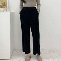 빅걸스토리 여성 빅사이즈 골지 밴딩 주머니 통바지 와이드핏 팬츠