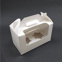 머핀상자 컵케이크 투명창 2구 화이트 케이크상자(10개) 받침세트, 10개