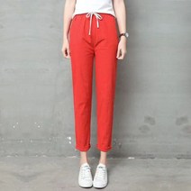 패딩 냉장고 바지 요가복 몸빼 와이드슬랙스 - 린넨 단색 얇은 캐주얼 포켓 하렘 용 부드러운 하이 웨이스트 펜슬 여름