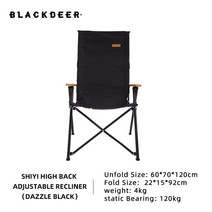 Blackdeer 야외 접이식 의자 3단 조절 가능한 긴 등받이 의자 야외 캠핑 안락 의자 피크닉 비치 휴식 의자, 눈부신 블랙