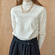 마쟈 [MAXZA]지그재그 패턴 모크넥 반목폴라 니트