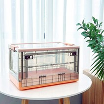 굿아이템 양면오픈형 투명 접이식 리빙박스 폴딩박스 옷정리함 수납박스 펜트리수납함, 오렌지, 1개