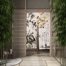 중문커튼 방풍 비닐 커튼 자석형 방한문 중문중국어 잉크 대나무 그림 스타일 일본어 분할 출입구 커튼 파, 02 CLX00272_03 70x120cm