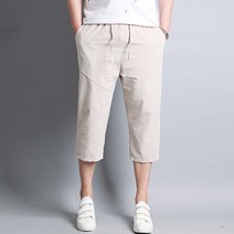 가우리 여름 남성 7부마바지 PR 린넨 사선 7부